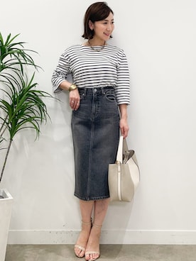 「アイテム（デニムスカート、グレー系）」を使った、COUP DE CHANCE（STAFF)さん（レディース・159cm）の春コーディネート