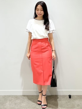 「オレンジスカート」｜COUP DE CHANCE（STAFF)さん（レディース・159cm）の春コーディネート