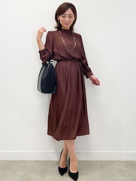 「ブラウンワンピース」｜COUP DE CHANCE（STAFF)さん（レディース・156cm）の秋コーディネート