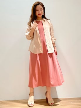 「ピンクシャツ」｜「アイテム（ワンピース/ドレス）」を使った、COUP DE CHANCE（STAFF)さん（レディース・151cm）の夏コーディネート