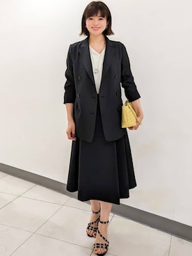 「ブラックスーツ」｜「アイテム（ジャケット/アウター）」を使った、COUP DE CHANCE（STAFF)さん（レディース・158cm）の春コーディネート