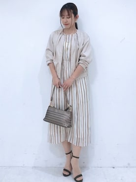 「ストライプワンピース」｜「アイテム（ブルゾン）」を使った、COUP DE CHANCE（STAFF)さん（レディース・152cm）の春コーディネート