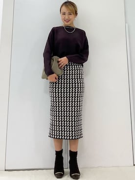 「ニットアップ」｜「アイテム（セットアップ）」を使った、COUP DE CHANCE（STAFF)さん（レディース・153cm）の秋コーディネート
