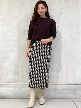 「ニットアップ」｜「アイテム（セットアップ）」を使った、COUP DE CHANCE（STAFF)さん（レディース・151cm）の秋コーディネート