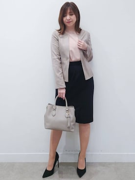 「定番」｜「アイテム（ノーカラージャケット）」を使った、COUP DE CHANCE（STAFF)さん（レディース・158cm）の秋コーディネート