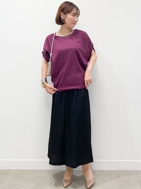 「パープル×黒」｜「アイテム（トップス）」を使った、COUP DE CHANCE（STAFF)さん（レディース・156cm）の夏コーディネート