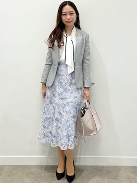 「レーススカート」｜「アイテム（ノーカラージャケット）」を使った、COUP DE CHANCE（STAFF)さん（レディース・159cm）の春コーディネート