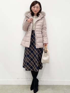 「ラメニット」｜「アイテム（ダウンジャケット/コート）」を使った、COUP DE CHANCE（STAFF)さん（レディース・156cm）の秋コーディネート