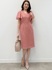 COUP DE CHANCE フレアーワンピース　40 L 日本製】ラップ風デザインワンピース（ミドルワンピース