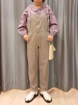「Green　Parks（グリーンパークス）のアイテム（オールインワン・サロペット）」を使った、miuracoさん（レディース・151cm）の春コーディネート