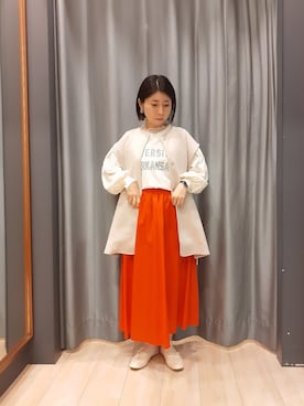 「Green　Parks（グリーンパークス）のアイテム（スカート）」を使った、miuracoさん（レディース・151cm）の春コーディネート