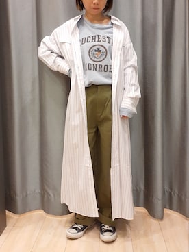 「アイテム（シャツワンピース）」を使った、miuracoさん（レディース・151cm）の春コーディネート