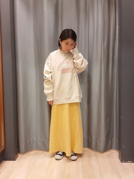 「Green　Parks（グリーンパークス）のアイテム（スカート）」を使った、miuracoさん（レディース・151cm）の春コーディネート