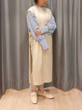 「ロングベスト」｜miuracoさん（レディース・151cm）の春コーディネート