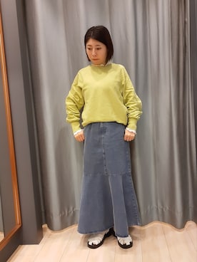 「マーメイドスカート」｜「アイテム（スウェット）」を使った、miuracoさん（レディース・151cm）の春コーディネート