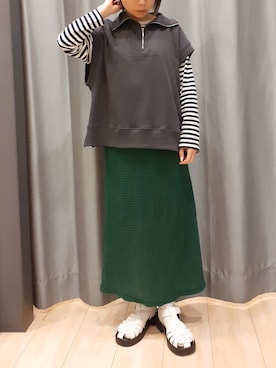 「Green　Parks（グリーンパークス）のアイテム（スカート）」を使った、miuracoさん（レディース・151cm）の春コーディネート