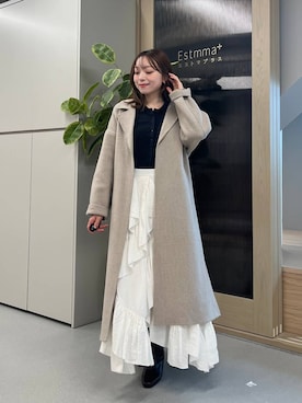 「Andemiu（アンデミュウ）のストレッチショートブーツ/1063783（ブーツ、ブラウン系）」を使った、andemiu_miyuさん（レディース・155cm）の秋コーディネート