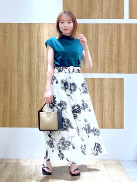 「Andemiu（アンデミュウ）のザツザイハイショクBAG995247（かごバッグ）」を使った、andemiu_miyuさん（レディース・155cm）の春コーディネート