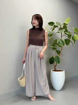 「Andemiu（アンデミュウ）のセパレートヒールサンダル664225（サンダル、ベージュ系）」を使った、andemiu_miyuさん（レディース・155cm）の夏コーディネート