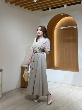 「Andemiu（アンデミュウ）の雑材メタルヒネリバッグ639656（Tote、ホワイト系）」を使った、andemiu_miyuさん（レディース・155cm）の春コーディネート