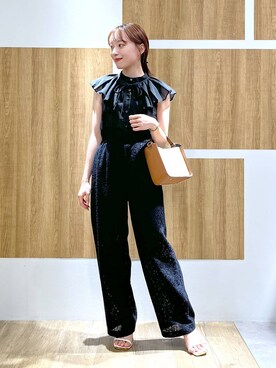「Andemiu（アンデミュウ）のザツザイハイショクBAG995247（かごバッグ）」を使った、andemiu_miyuさん（レディース・155cm）の夏コーディネート
