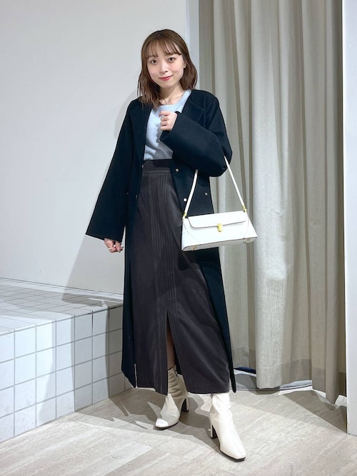 セール】【S.M展開】メルトンノーカラーロングコート124791（ノー