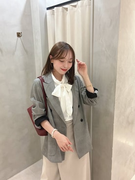 「アイテム（テーラードジャケット、その他）」を使った、andemiu_miyuさん（レディース・155cm）の秋コーディネート