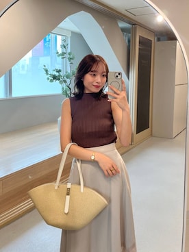 「Andemiu（アンデミュウ）のセパレートヒールサンダル664225（サンダル、ベージュ系）」を使った、andemiu_miyuさん（レディース・155cm）の夏コーディネート