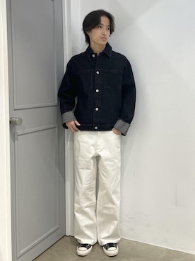 「re_k by JUNRED（レクバイジュンレッド）のアイテム（デニムパンツ）」を使った、Junyaさん（メンズ・175cm）の冬コーディネート