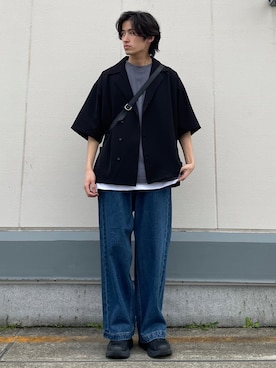 「JUNRED（ジュンレッド）のアイテム（バッグ）」を使った、Junyaさん（メンズ・175cm）の春コーディネート