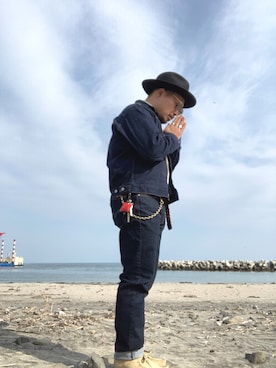 「ワラビーブーツ」｜「アイテム（ジャケット/アウター）」を使った、Kさん（メンズ・170cm）の春コーディネート