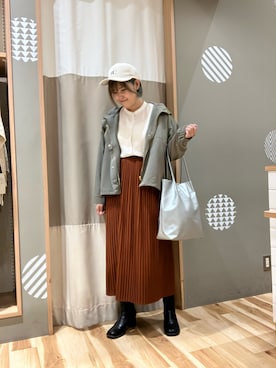 「Samansa Mos2 blue（サマンサモスモスブルー）のアイテム（スカート、オレンジ系）」を使った、もっちゃんさん（レディース・163cm）の秋コーディネート