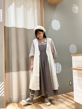 「rps（アールピーエス）のアイテム（ハンチング/ベレー帽）」を使った、もっちゃんさん（レディース・163cm）の夏コーディネート