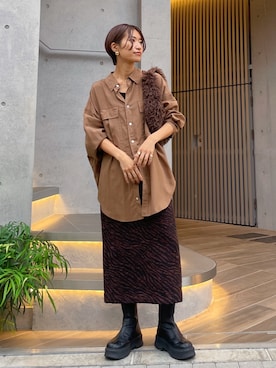 「Ungrid（アングリッド）のアイテム（シャツ/ブラウス）」を使った、suyako ogawaさん（レディース・156cm）の秋コーディネート