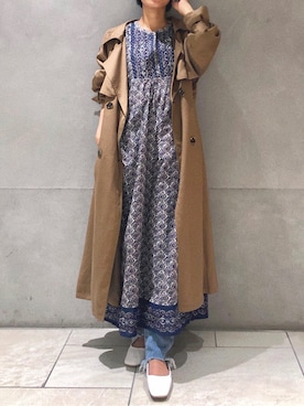 「アイテム（その他アウター、ブラウン系）」を使った、suyako ogawaさん（レディース・155cm）の秋コーディネート