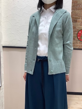 「白シャツ×ニット」｜BRICK HOUSE by Tokyo Shirts 前橋けやきウォーク店さん（レディース・157cm）の冬コーディネート