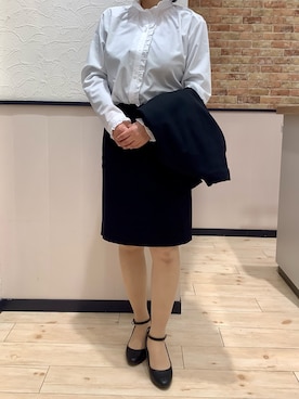 「新生活」｜「アイテム（ビジネスシャツ）」を使った、BRICK HOUSE by Tokyo Shirts 前橋けやきウォーク店さん（レディース・156cm）の冬コーディネート