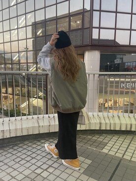 「H&M（エイチ・アンド・エム）のアイテム（帽子）」を使った、lllmoiyさん（レディース・161cm）の秋コーディネート