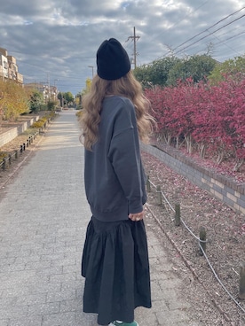 「H&M（エイチ・アンド・エム）のアイテム（帽子）」を使った、lllmoiyさん（レディース・161cm）の秋コーディネート