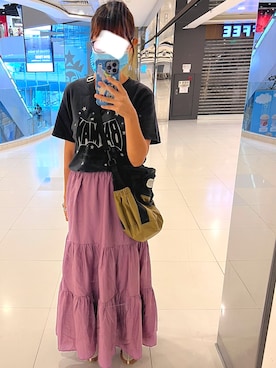 「Crisp（クリスプ）のエアリーティアードスカート（スカート、パープル系）」を使った、🆂🆄🅼さん（レディース・160cm）の秋コーディネート