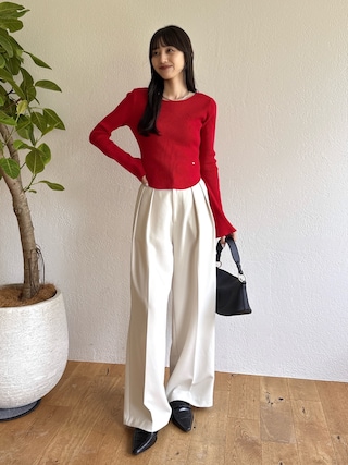 「CAPRICIEUX LE'MAGE(カプリシューレマージュ)の2タックワイドパンツ(その他パンツ)」を使った、kon_lemageさん(レディース・158cm)の秋コーディネート