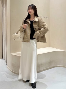 「アイテム（その他アウター、ベージュ系）」を使った、kon_lemageさん（レディース・158cm）の冬コーディネート