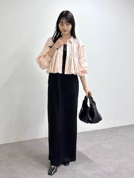 「CAPRICIEUX LE'MAGE（カプリシューレマージュ）の【tani企画】UネックIラインワンピース（ワンピース、ブラック系）」を使った、kon_lemageさん（レディース・158cm）の春コーディネート