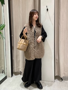 「アイテム（その他アウター、ブラウン系）」を使った、kon_lemageさん（レディース・158cm）の秋コーディネート