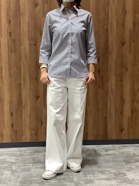 「アイテム（ビジネスシャツ）」を使った、SHIRTS PLAZA 札幌マルヤマクラス店さん（レディース・161cm）の夏コーディネート