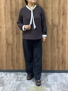 「BRICK HOUSE by TOKYO SHIRT（ブリックハウス）のアイテム（シャツ/ブラウス、ブラウン系）」を使った、SHIRTS PLAZA 札幌マルヤマクラス店さん（レディース・150cm）の秋コーディネート