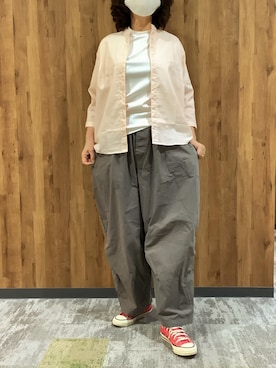 「BRICK HOUSE by TOKYO SHIRT（ブリックハウス）のアイテム（シャツ/ブラウス、オレンジ系）」を使った、SHIRTS PLAZA 札幌マルヤマクラス店さん（レディース・162cm）の春コーディネート