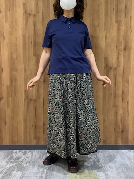 「BRICK HOUSE by TOKYO SHIRT（ブリックハウス）のアイテム（ポロシャツ、ブルー系）」を使った、SHIRTS PLAZA 札幌マルヤマクラス店さん（レディース・162cm）の春コーディネート