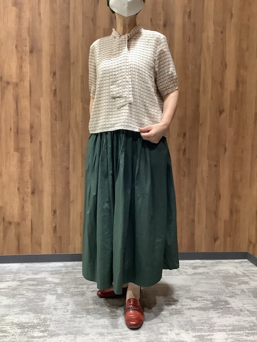 ブラウス シャツ ボウタイプリントブラウス 五分袖 レディース セール】ボウタイプリントブラウス 五分袖（シャツ/ブラウス