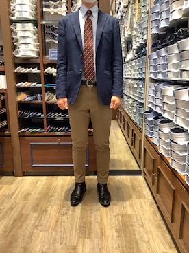 「アイテム（ビジネスシャツ）」を使った、BRICK HOUSE by Tokyo Shirts 和泉ららぽーと店さん（メンズ・171cm）の冬コーディネート